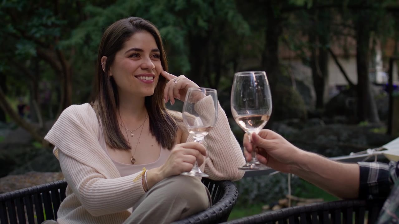 Friends sharing a toast outdoors
